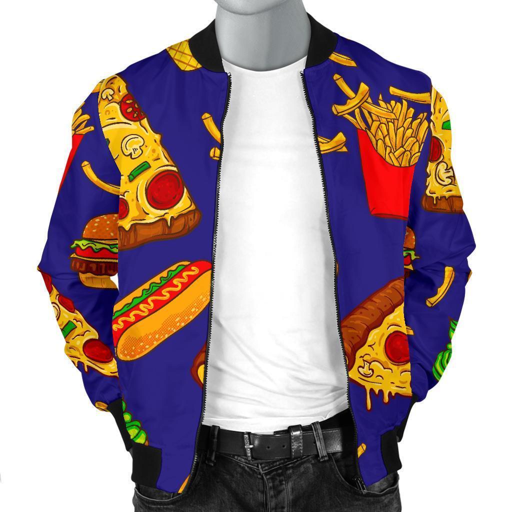 Print Pattern Fastfood Men's Bomber Jacket-grizzshop