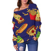 Print Pattern Fastfood Women Off Shoulder Sweatshirt-grizzshop