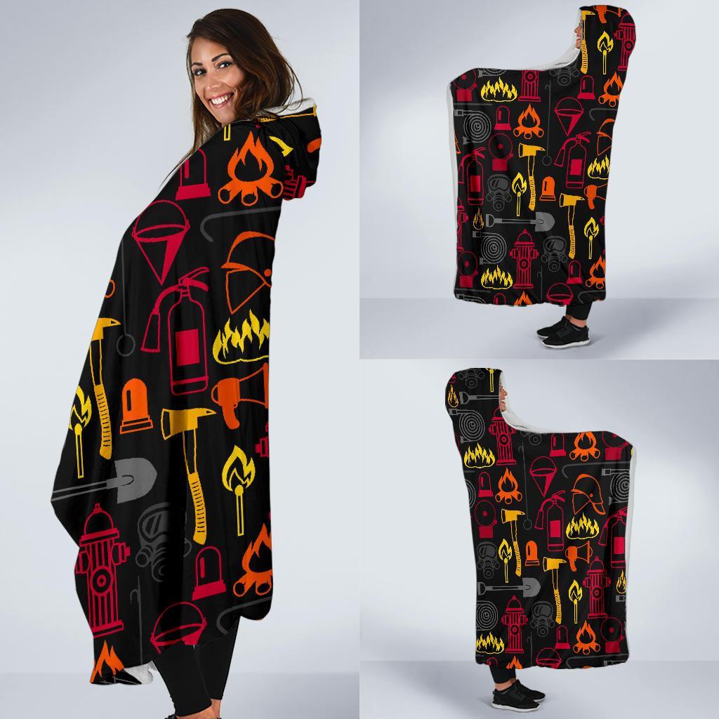 Print Pattern Firefighter Hooded Blanket-grizzshop