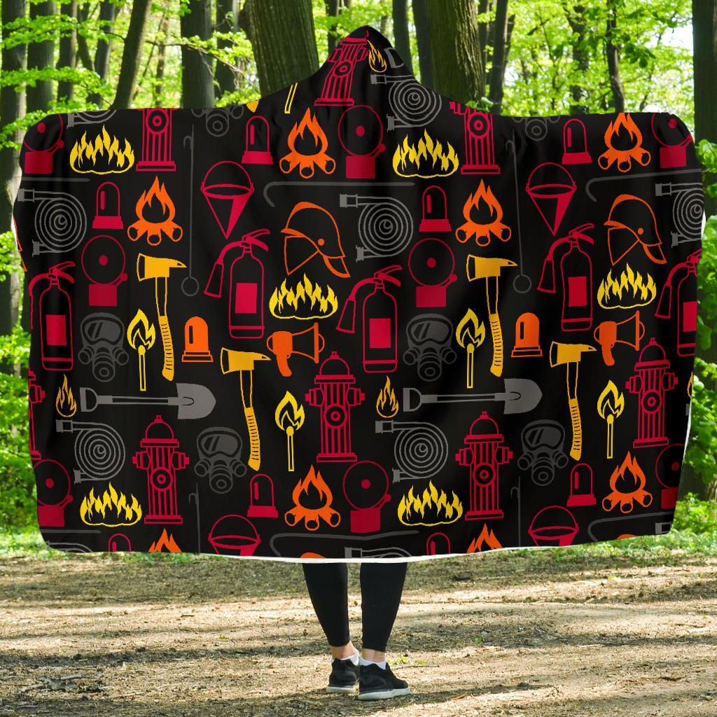 Print Pattern Firefighter Hooded Blanket-grizzshop