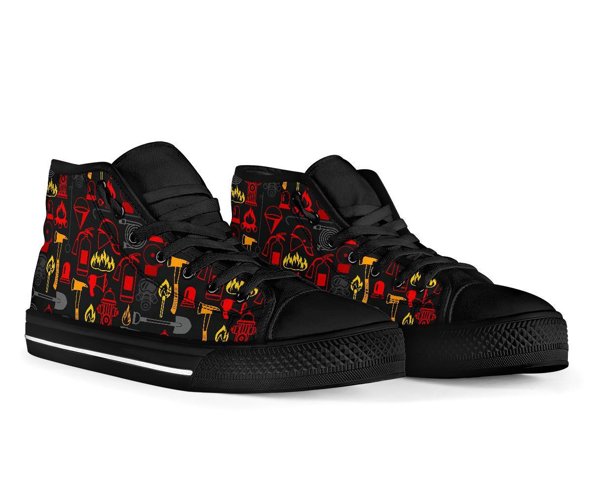 Print Pattern Firefighter Men Women's High Top Shoes-grizzshop