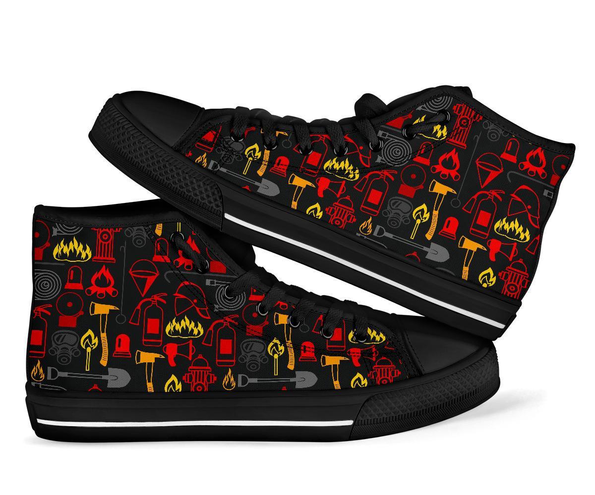 Print Pattern Firefighter Men Women's High Top Shoes-grizzshop
