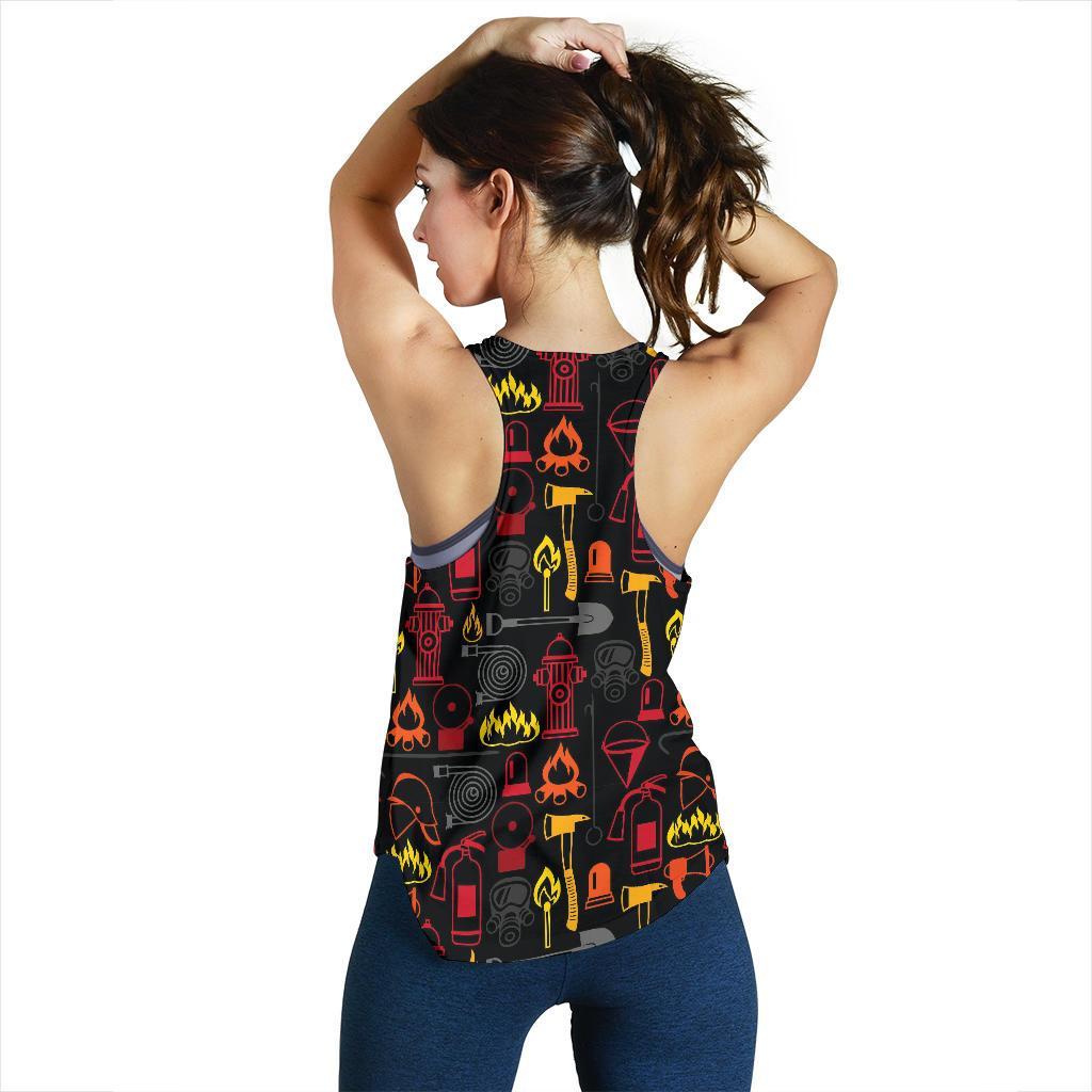 Print Pattern Firefighter Racerback Tank Tops-grizzshop