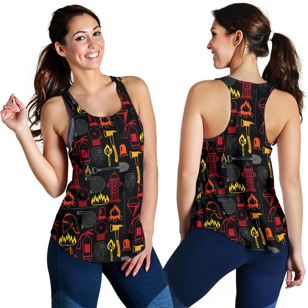 Print Pattern Firefighter Racerback Tank Tops-grizzshop