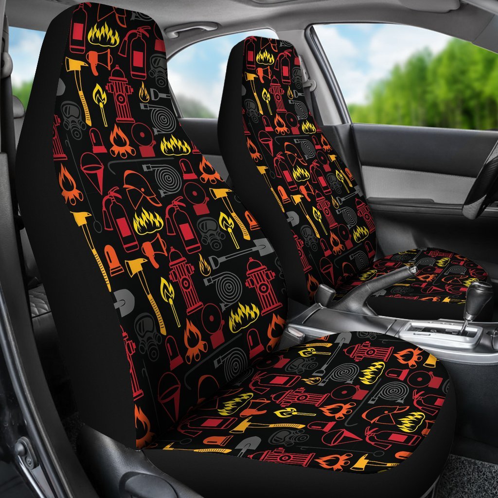 Print Pattern Firefighter Universal Fit Car Seat Cover-grizzshop