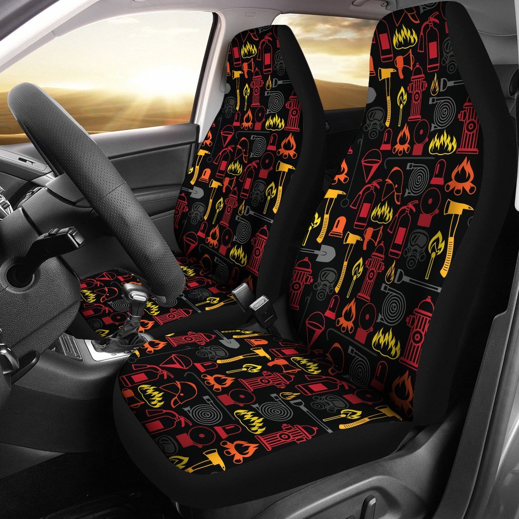 Print Pattern Firefighter Universal Fit Car Seat Cover-grizzshop