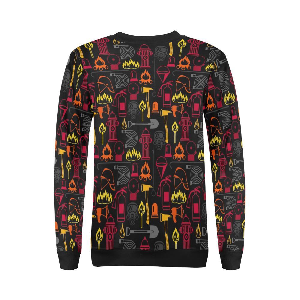 Print Pattern Firefighter Women Crewneck Sweatshirt-grizzshop
