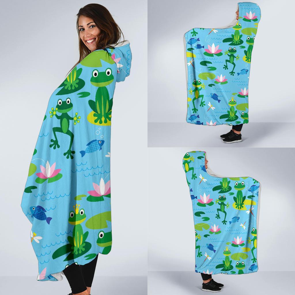 Print Pattern Frog Hooded Blanket-grizzshop