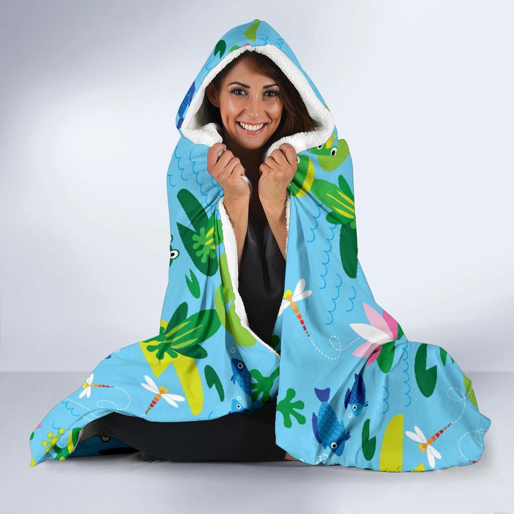 Print Pattern Frog Hooded Blanket-grizzshop