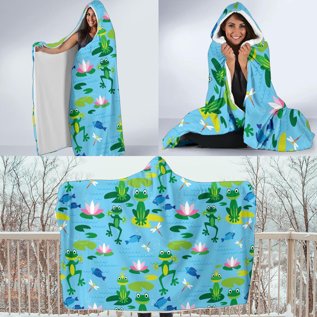 Print Pattern Frog Hooded Blanket-grizzshop