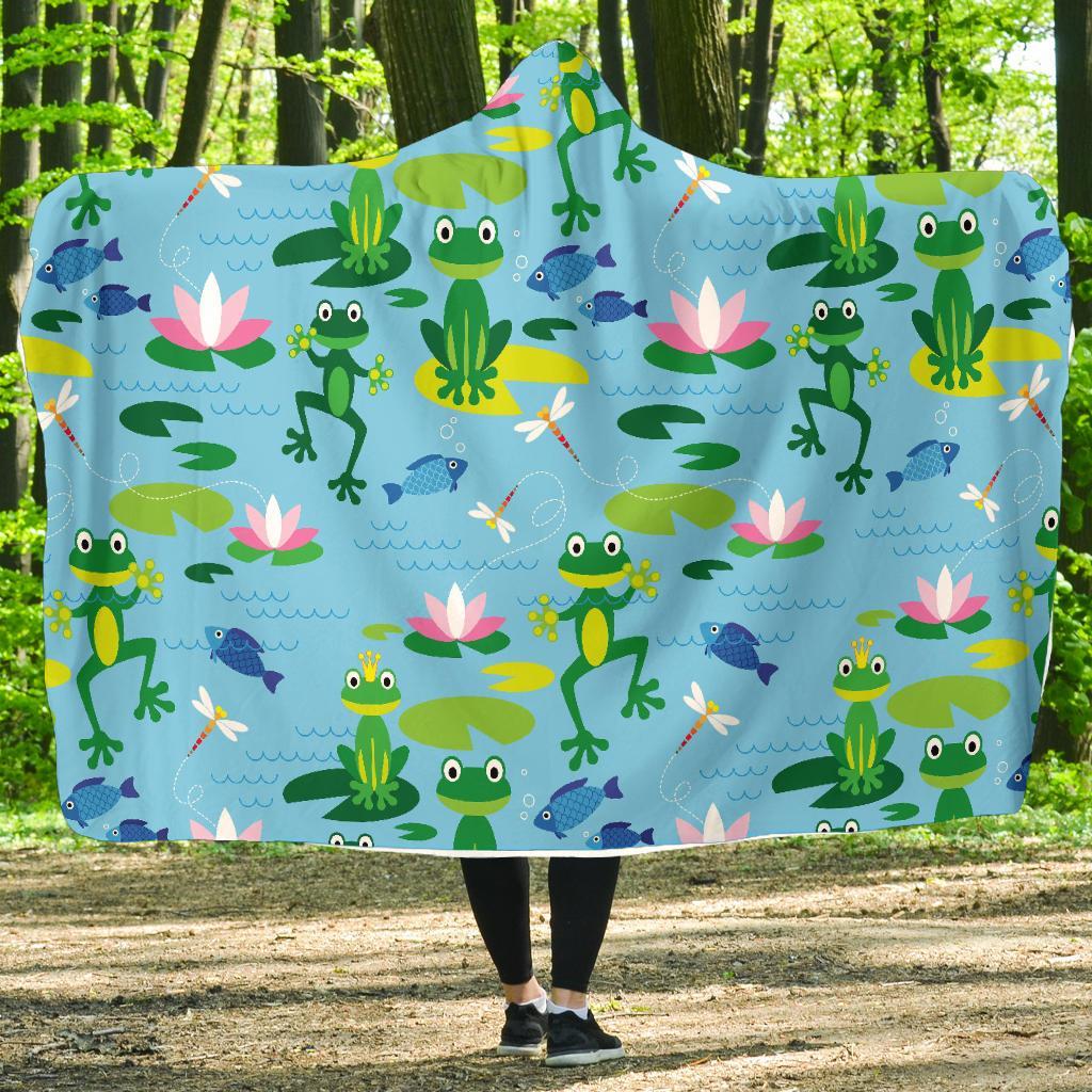 Print Pattern Frog Hooded Blanket-grizzshop