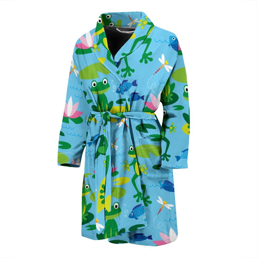 Print Pattern Frog Men Long Robe-grizzshop