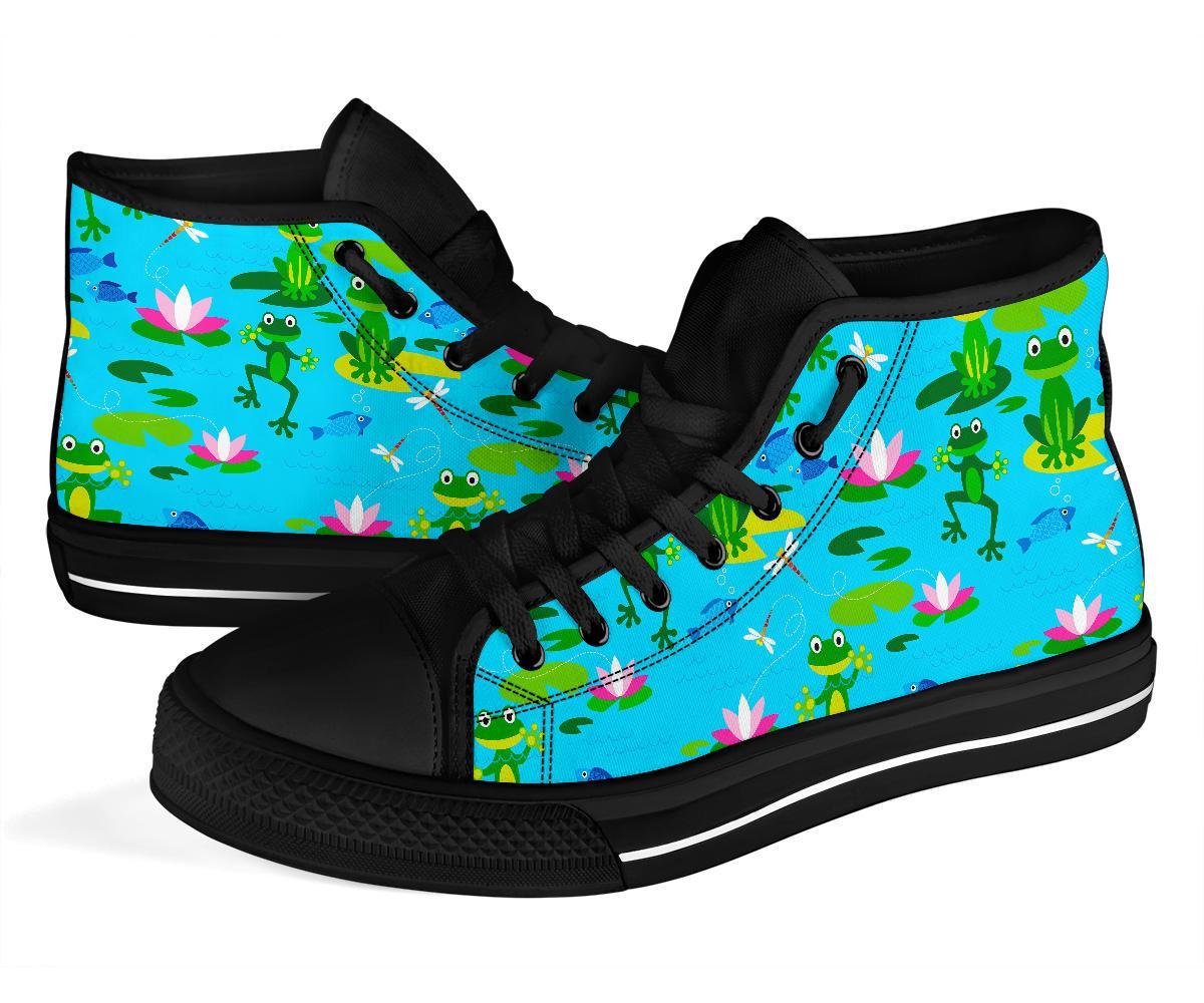 Print Pattern Frog Men Women's High Top Shoes-grizzshop