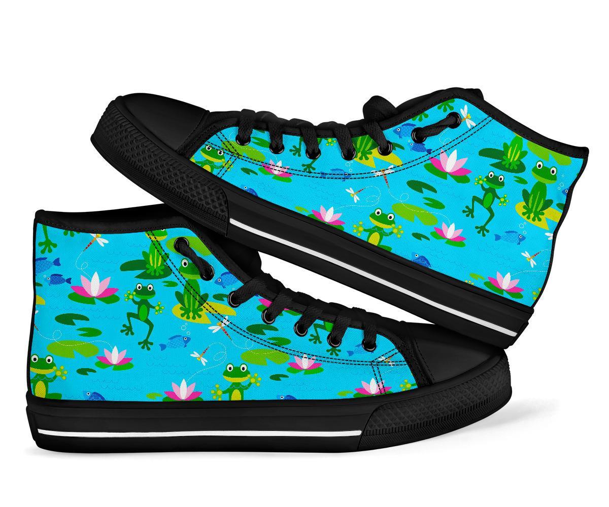 Print Pattern Frog Men Women's High Top Shoes-grizzshop