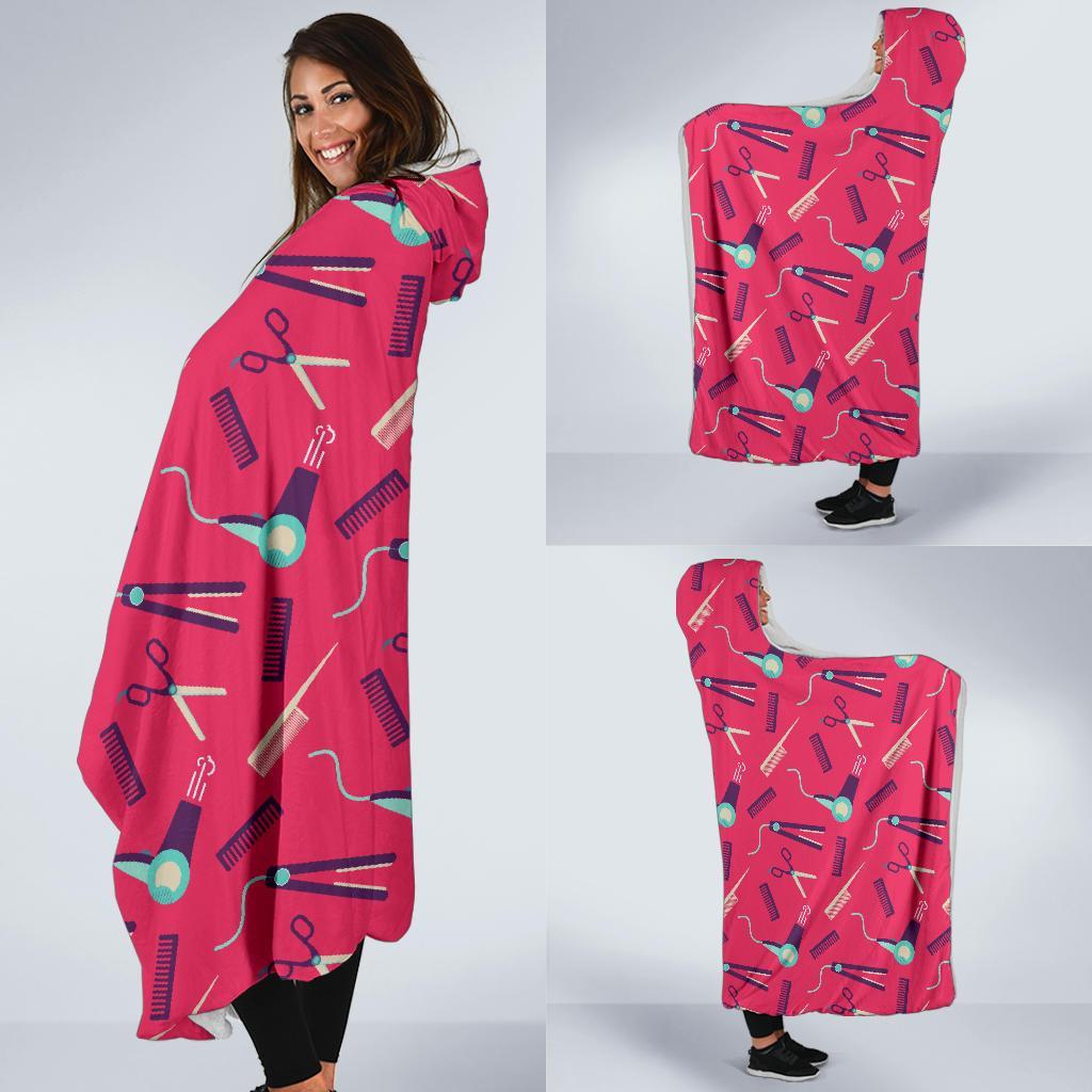 Print Pattern Hair Stylist Hooded Blanket-grizzshop