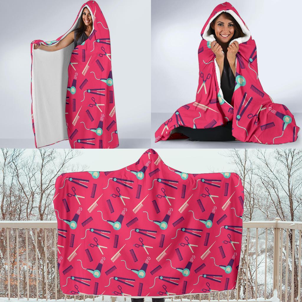 Print Pattern Hair Stylist Hooded Blanket-grizzshop