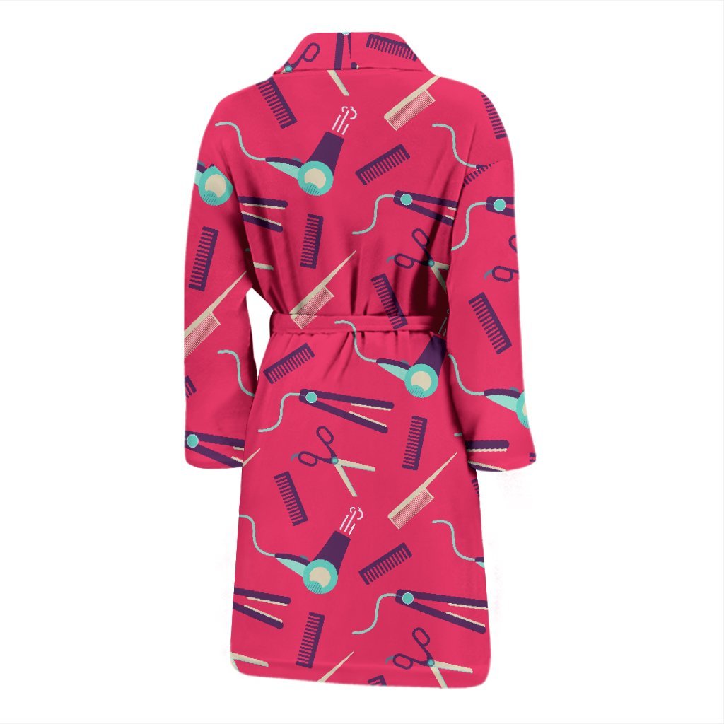 Print Pattern Hair Stylist Men Long Robe-grizzshop