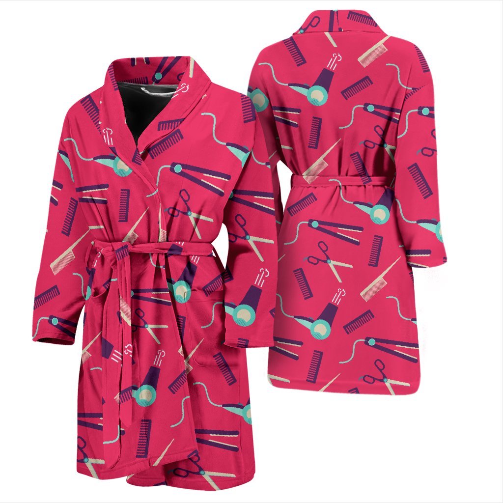 Print Pattern Hair Stylist Men Long Robe-grizzshop