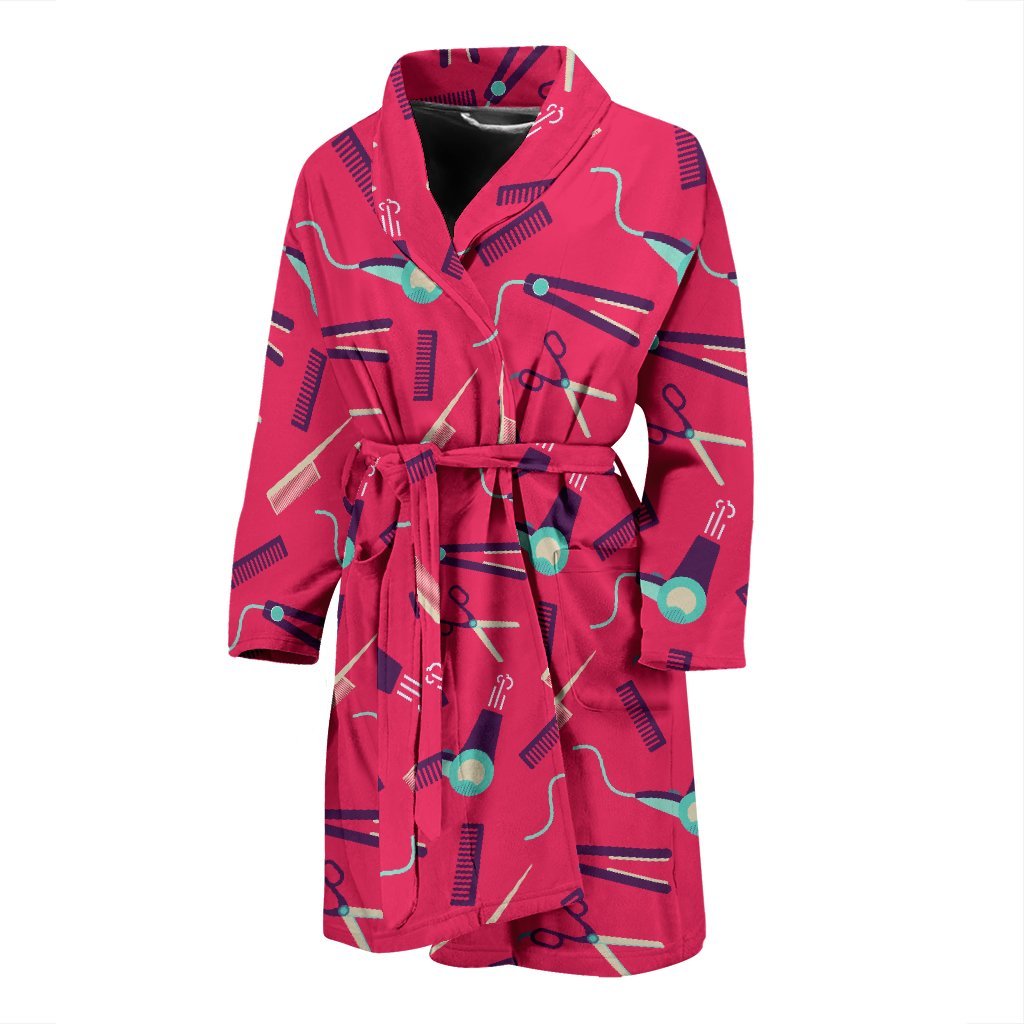 Print Pattern Hair Stylist Men Long Robe-grizzshop
