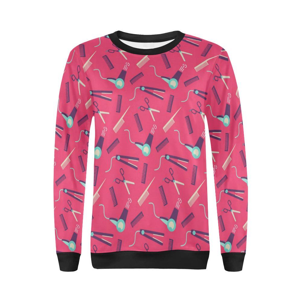 Print Pattern Hair Stylist Women Crewneck Sweatshirt-grizzshop