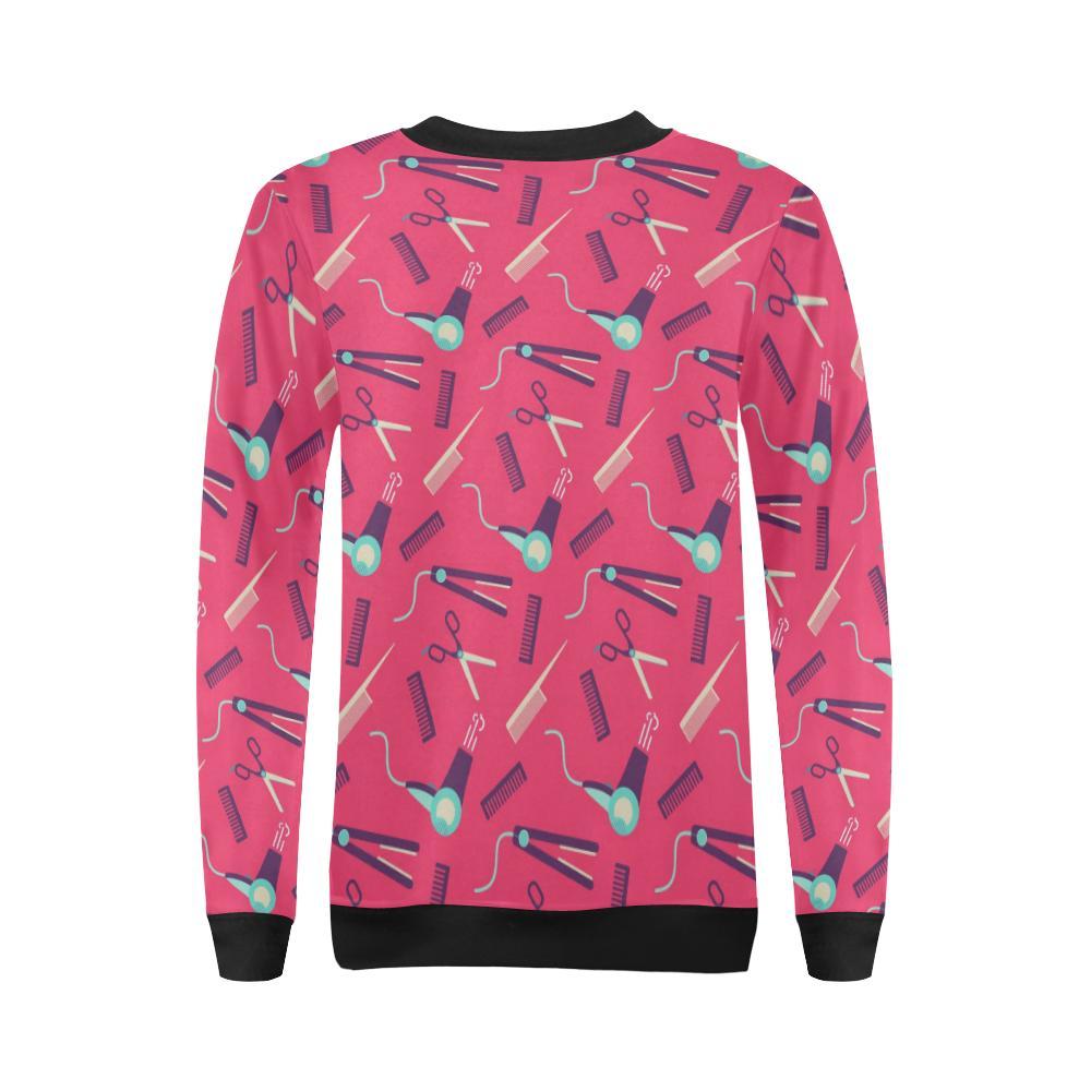 Print Pattern Hair Stylist Women Crewneck Sweatshirt-grizzshop