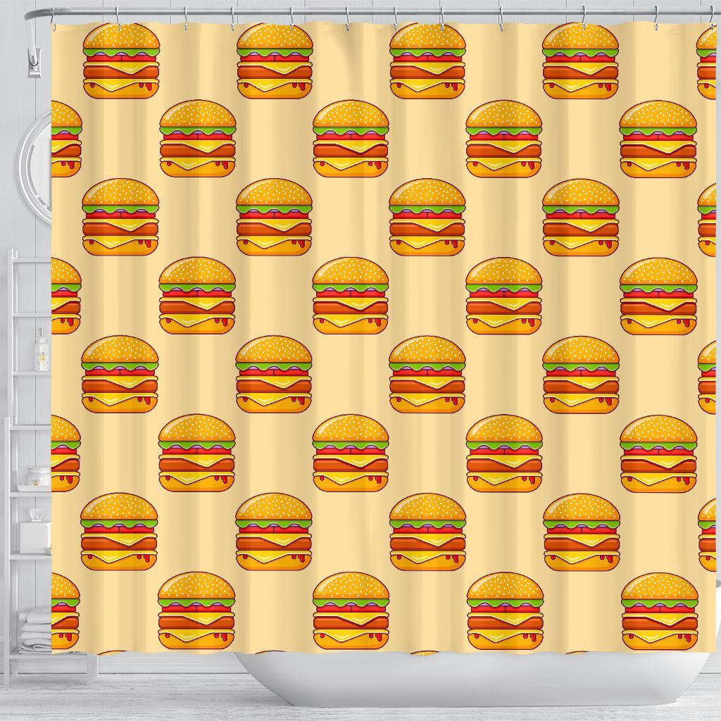 Print Pattern Hamburger Bathroom Shower Curtain-grizzshop