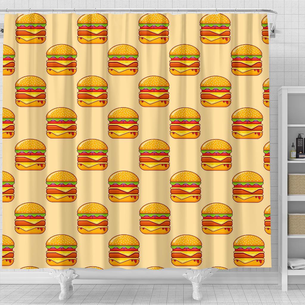 Print Pattern Hamburger Bathroom Shower Curtain-grizzshop