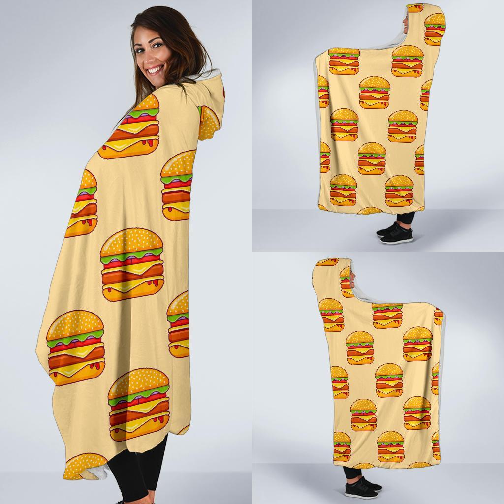 Print Pattern Hamburger Hooded Blanket-grizzshop
