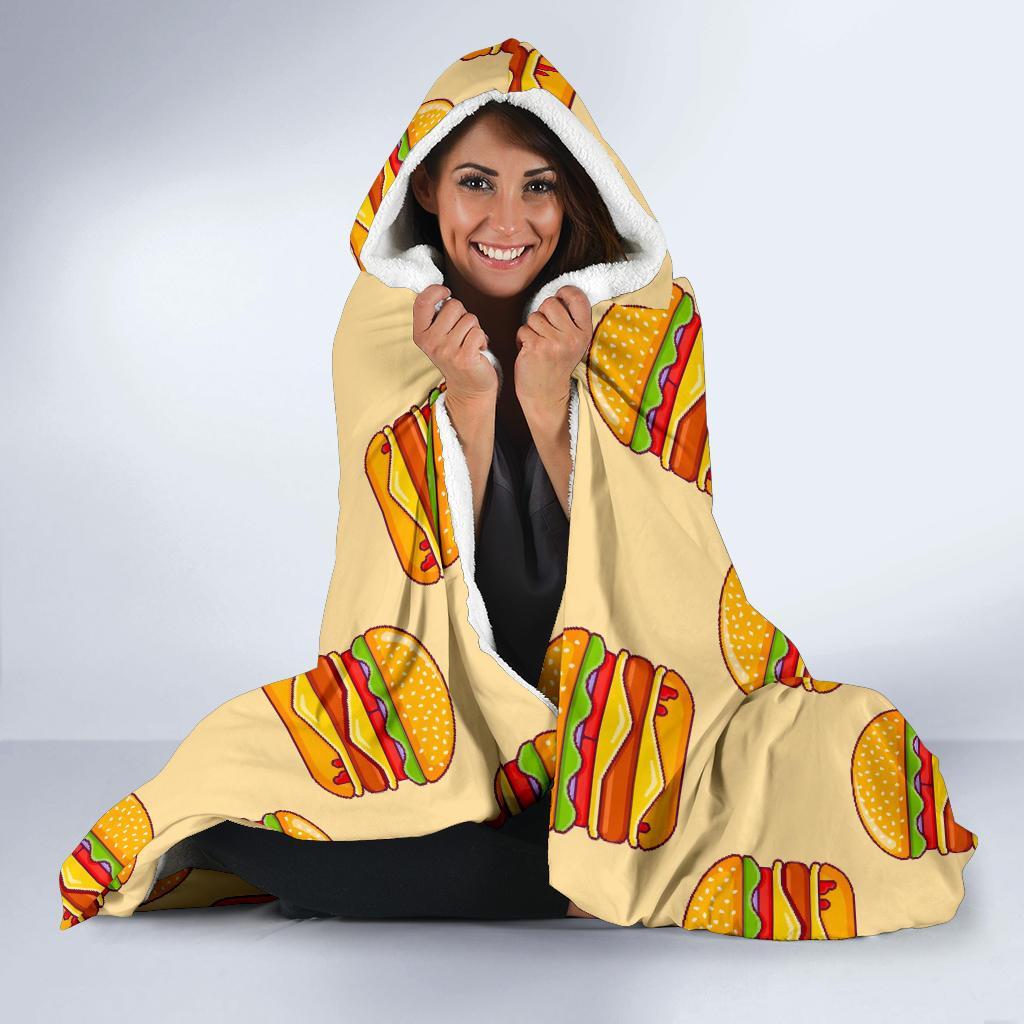 Print Pattern Hamburger Hooded Blanket-grizzshop