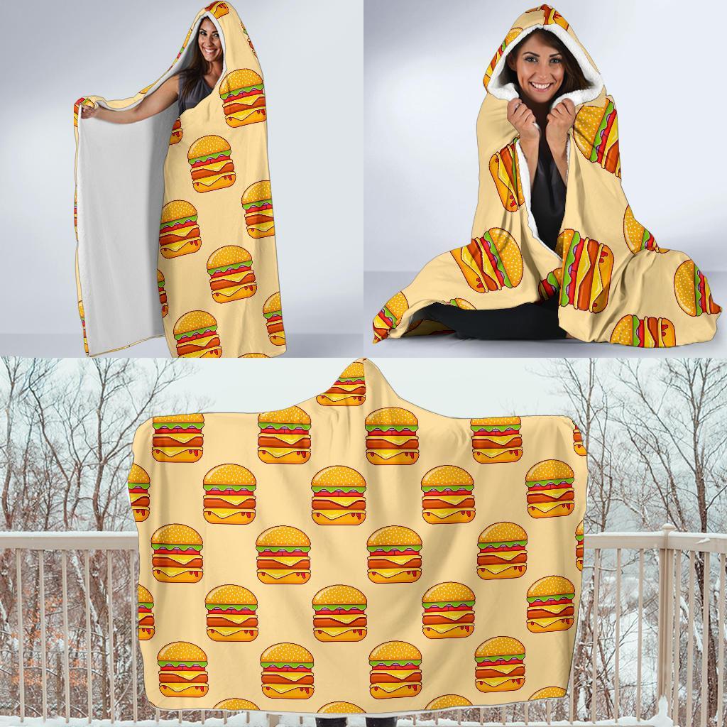 Print Pattern Hamburger Hooded Blanket-grizzshop