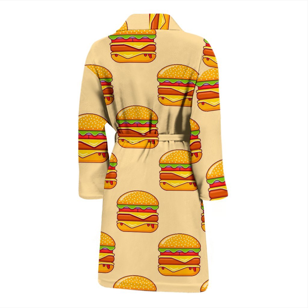 Print Pattern Hamburger Men Long Robe-grizzshop