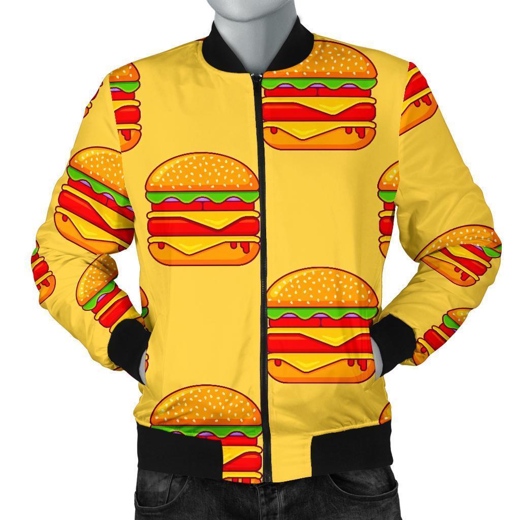 Print Pattern Hamburger Men's Bomber Jacket-grizzshop