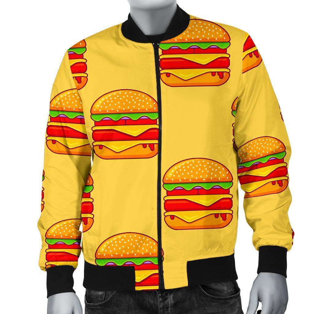 Print Pattern Hamburger Men's Bomber Jacket-grizzshop