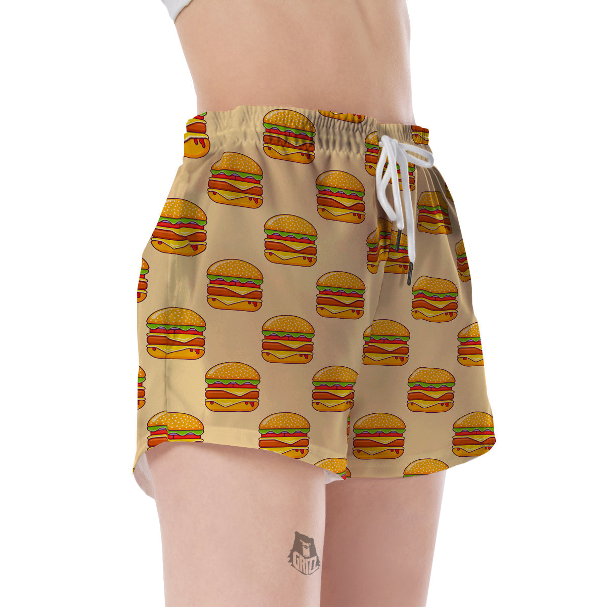 Print Pattern Hamburger Women's Shorts-grizzshop