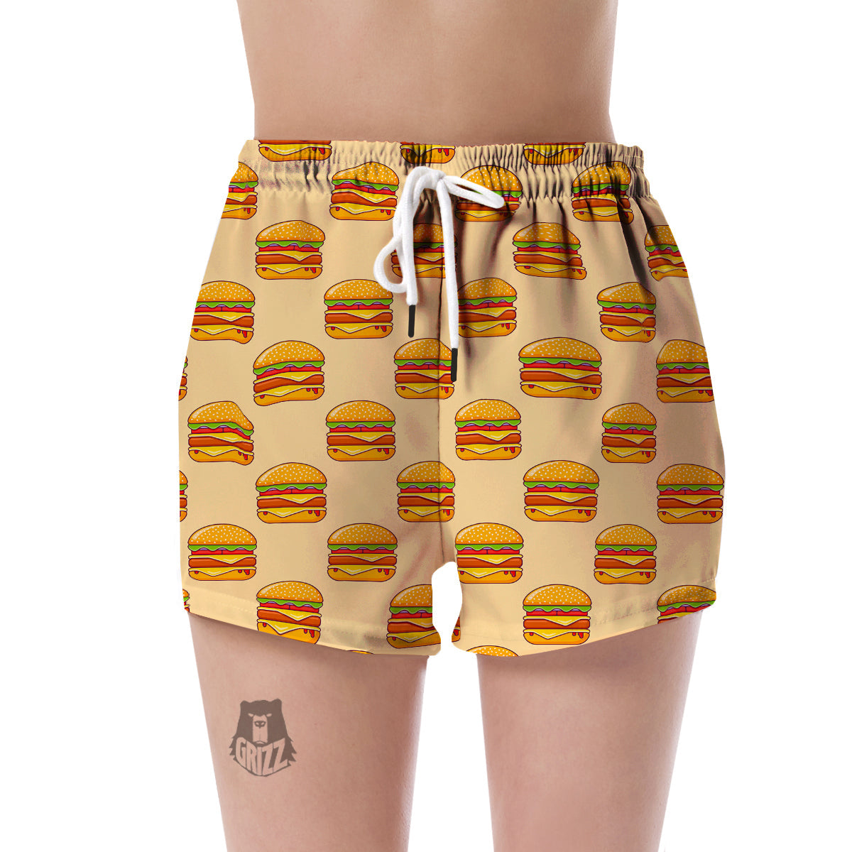 Print Pattern Hamburger Women's Shorts-grizzshop