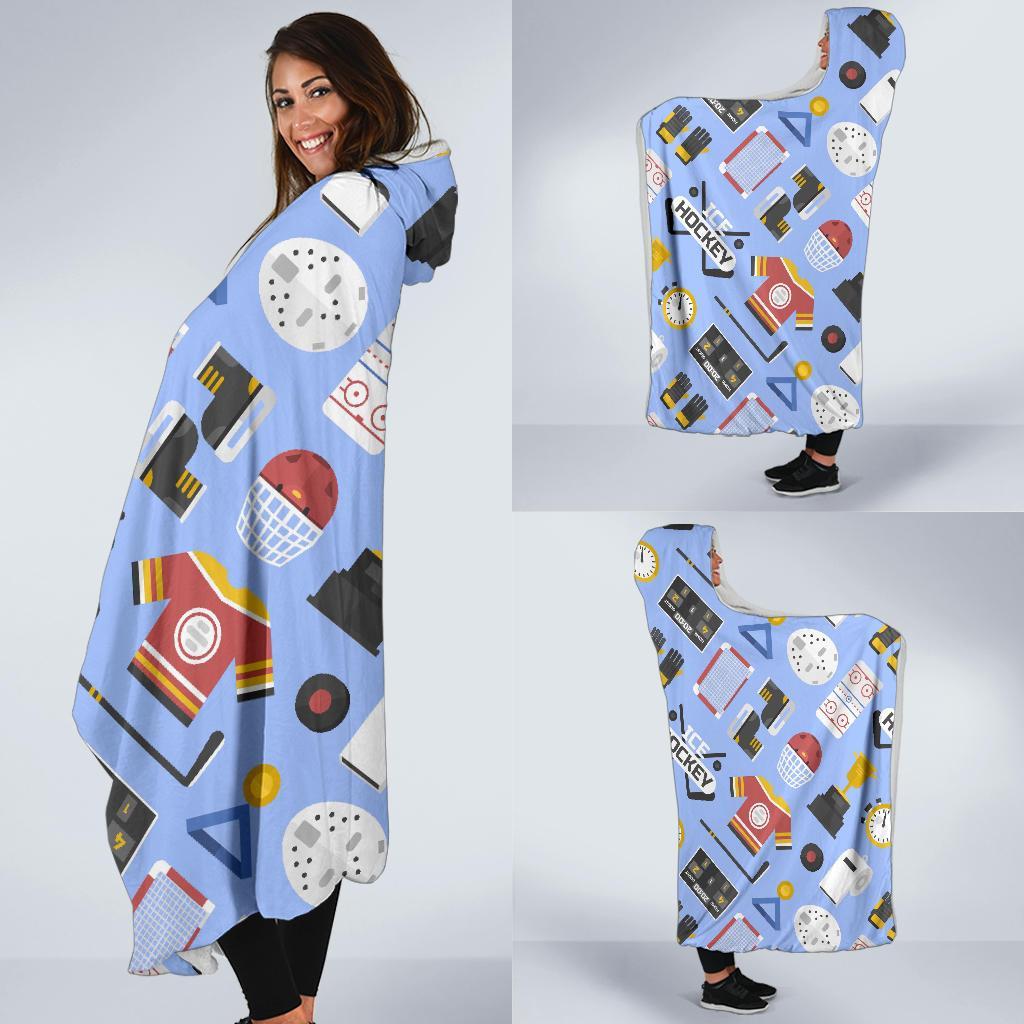 Print Pattern Hockey Hooded Blanket-grizzshop