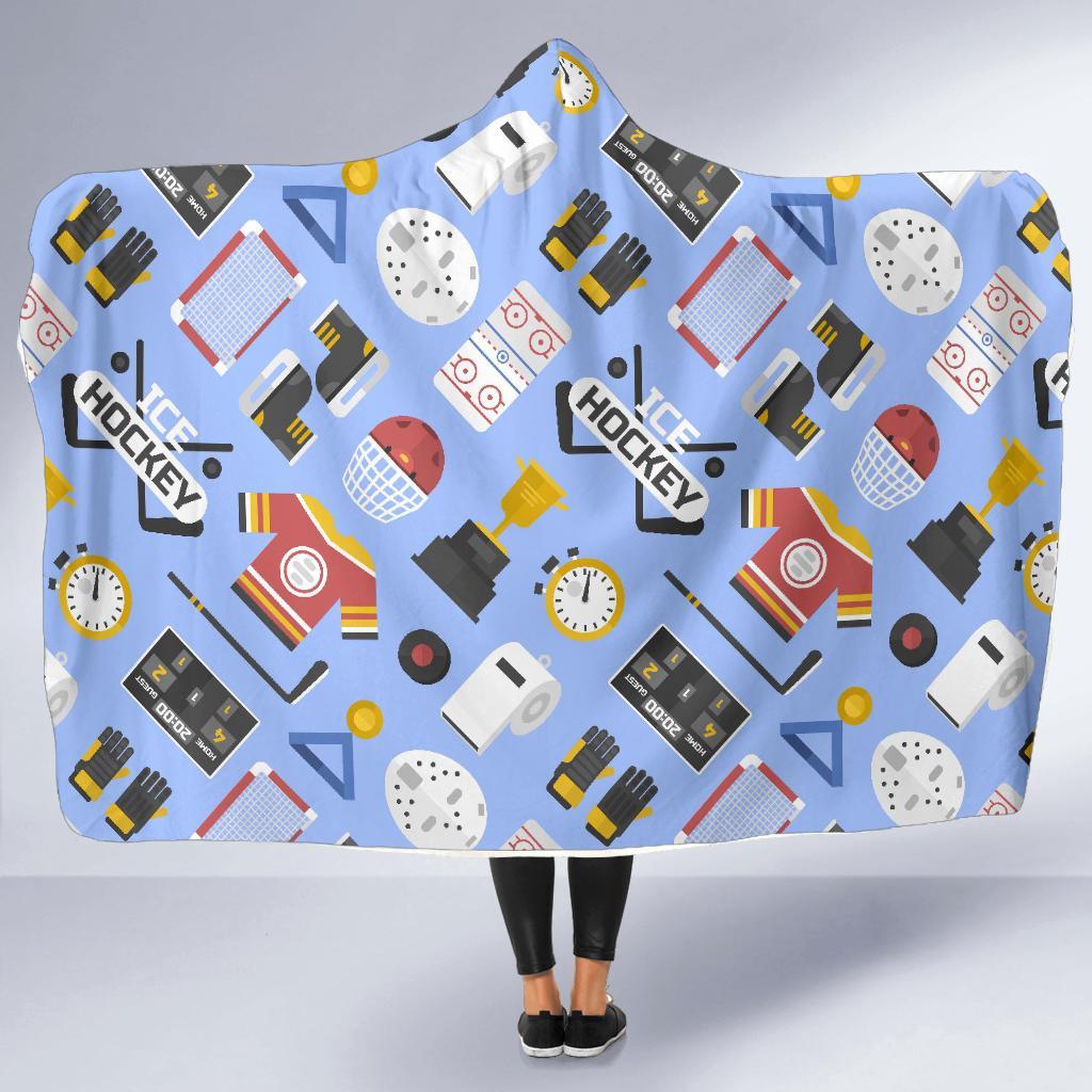 Print Pattern Hockey Hooded Blanket-grizzshop