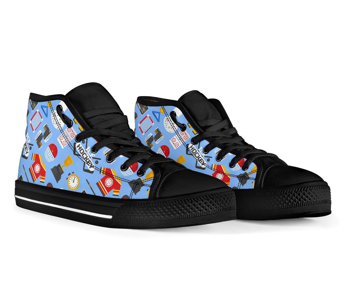 Print Pattern Hockey Men Women's High Top Shoes-grizzshop