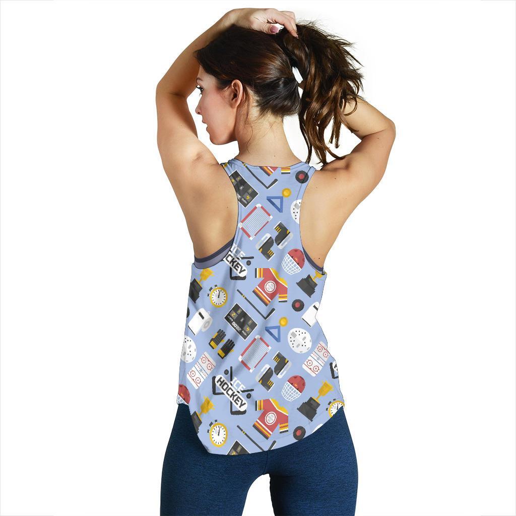 Print Pattern Hockey Racerback Tank Tops-grizzshop