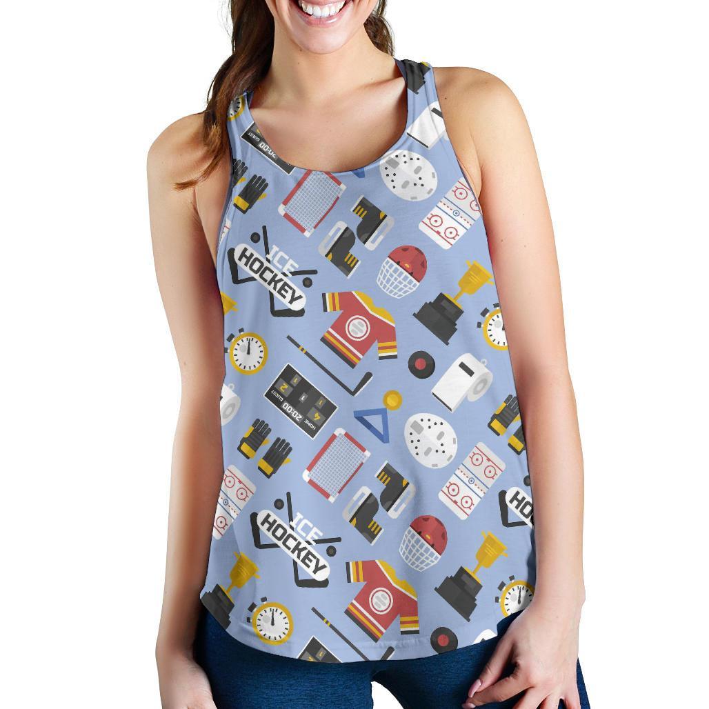 Print Pattern Hockey Racerback Tank Tops-grizzshop