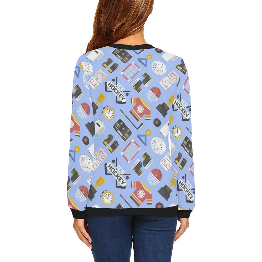 Print Pattern Hockey Women Crewneck Sweatshirt-grizzshop