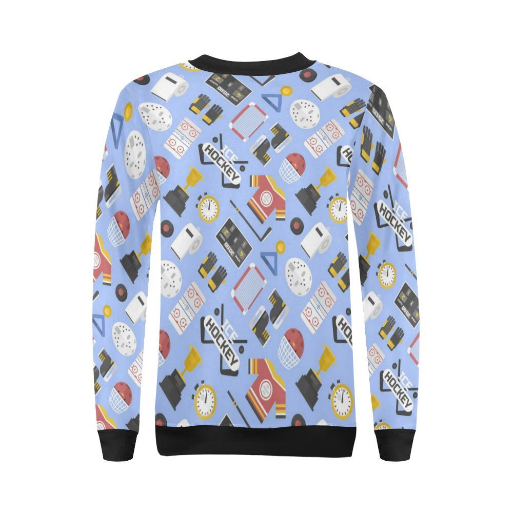 Print Pattern Hockey Women Crewneck Sweatshirt-grizzshop