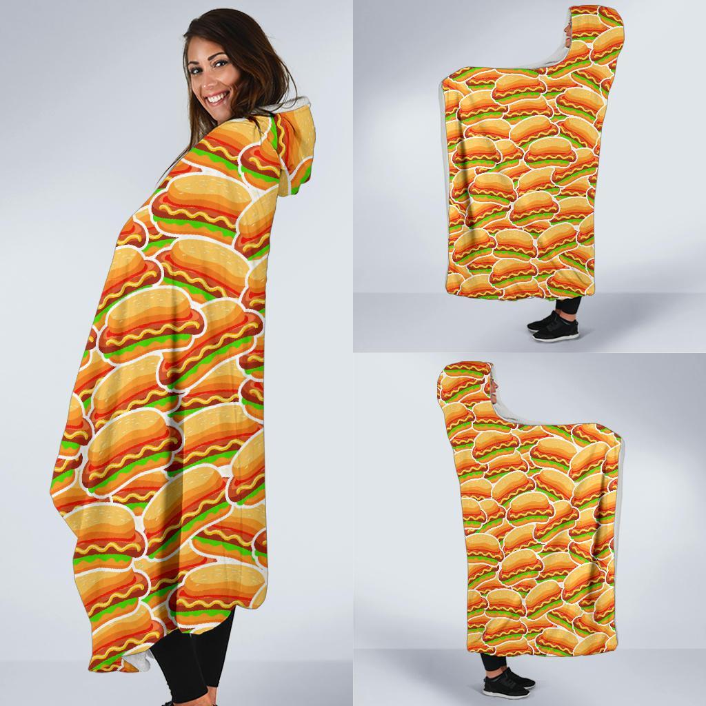 Print Pattern Hot Dog Hooded Blanket-grizzshop