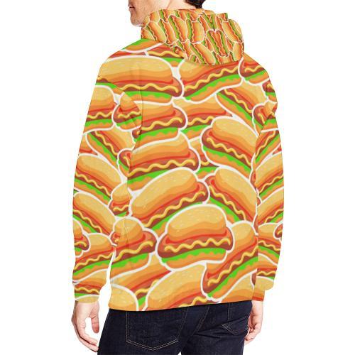 Print Pattern Hot Dog Men Pullover Hoodie-grizzshop