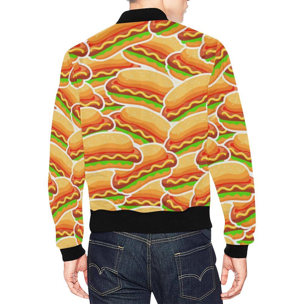 Print Pattern Hot Dog Men's Bomber Jacket-grizzshop