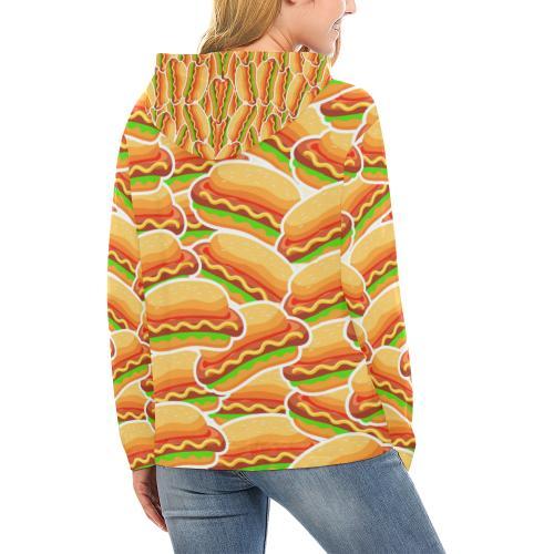 Print Pattern Hot Dog Women Pullover Hoodie-grizzshop