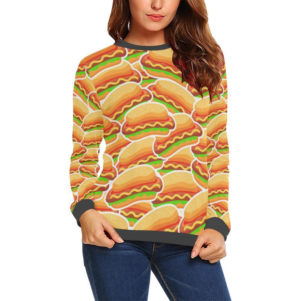 Print Pattern Hot Dog Women's Sweatshirt-grizzshop