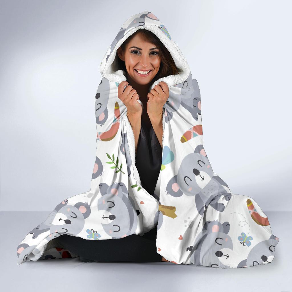 Print Pattern Koala Hooded Blanket-grizzshop