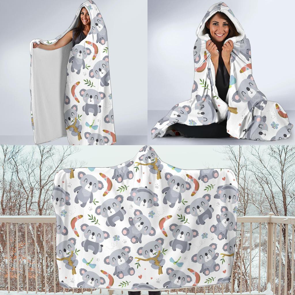 Print Pattern Koala Hooded Blanket-grizzshop