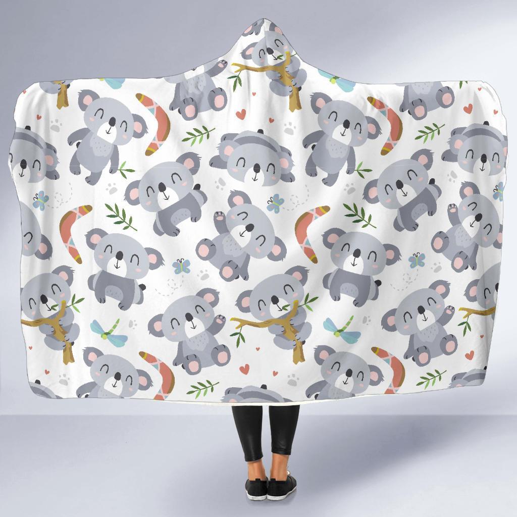 Print Pattern Koala Hooded Blanket-grizzshop